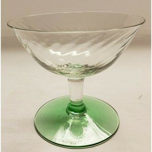Vintage, Uranium Glass Footed Sherbert Dishes, Twist Pattern(G92)